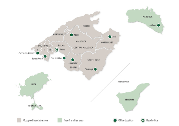 Franchise territories in Mallorca